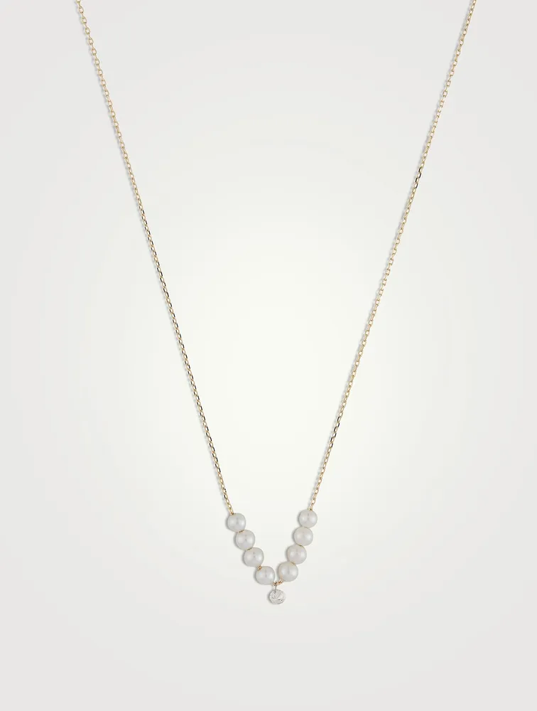 Sea Of Beauty 14K Gold Pierced Diamond And Multi Pearl Necklace