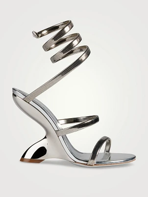 Symphony Mirrored Leather Wedge Sandals