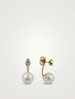 Sea Of Beauty Pearl And Diamond Ear Jacket Earrings