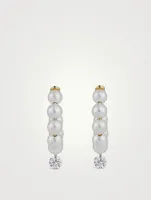 Small Sea Of Beauty Pearl Hoop Earrings With Diamonds