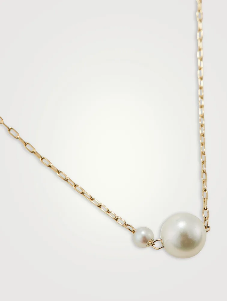 Sea Of Beauty 14K Gold Kissing Double Akoya Pearl Necklace