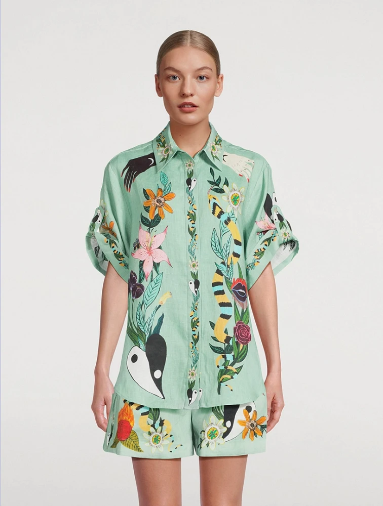 Meagan Printed Oversized Linen Shirt