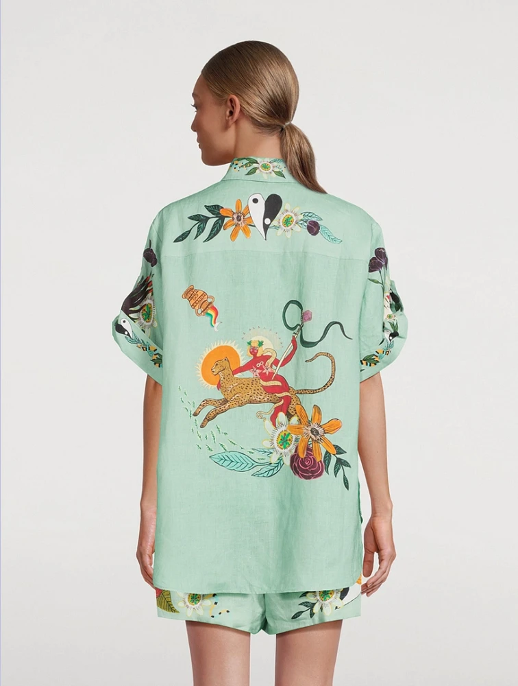 Meagan Printed Oversized Linen Shirt