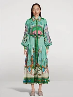 Evergreen Printed Shirt Midi Dress