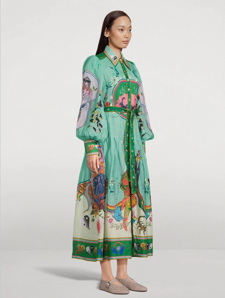 Evergreen Printed Shirt Midi Dress