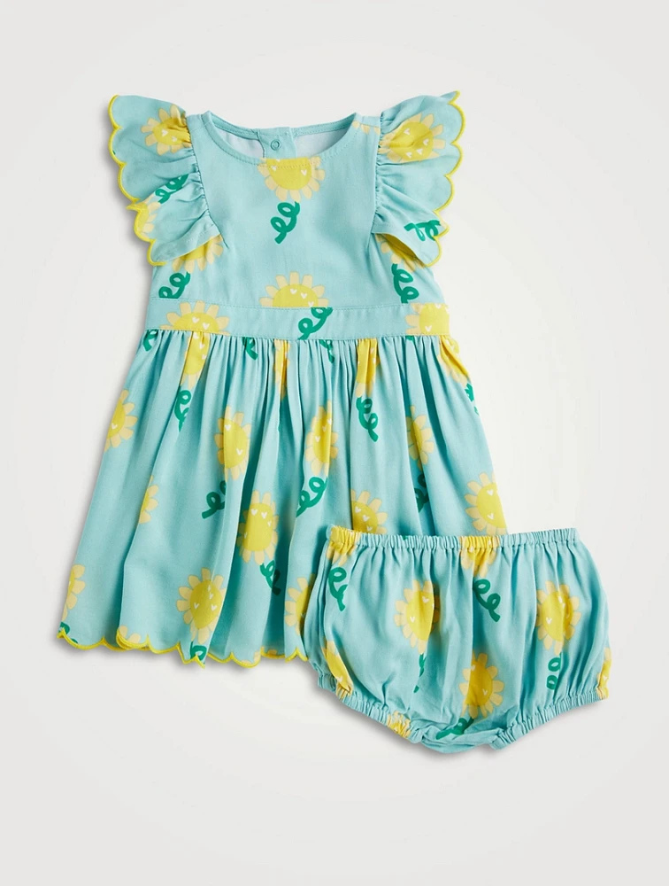 Sleeveless Dress and Bloomers Set Sunflower Print