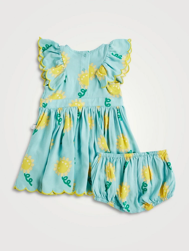 Sleeveless Dress and Bloomers Set Sunflower Print