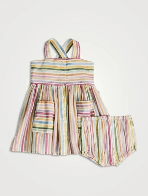 Cotton Dress And Bloomers Set