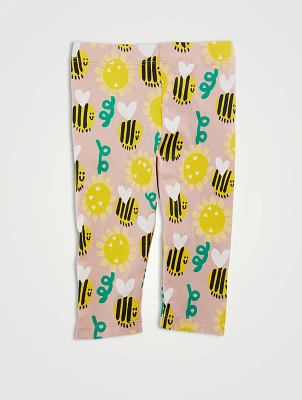 Legging en coton à motif de tournesols et bourdons