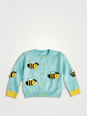 Bumblebee Crochet Appliqué Cardigan