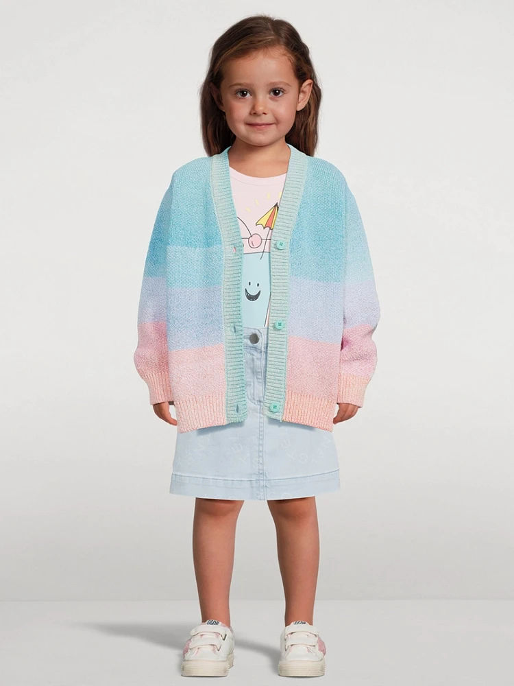 Cotton And Nylon Striped Cardigan