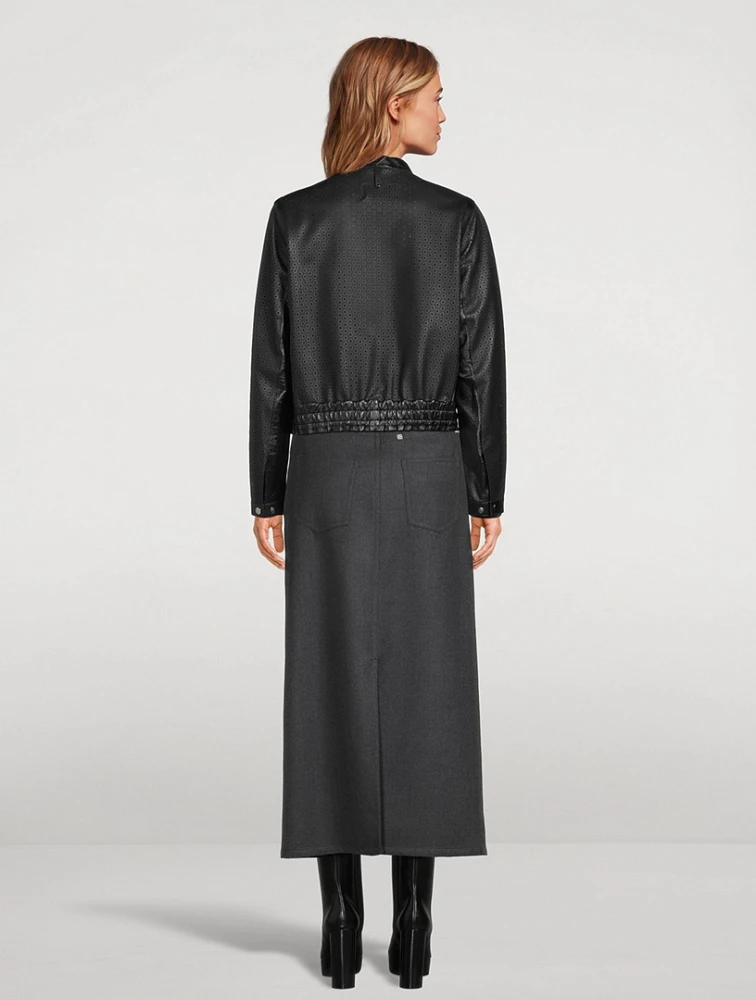 Noelia Perforated Leather Bomber Jacket