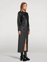 Noelia Perforated Leather Bomber Jacket