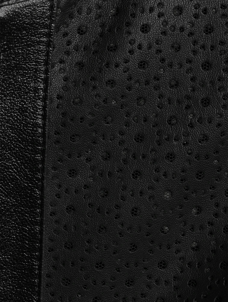 Noelia Perforated Leather Bomber Jacket