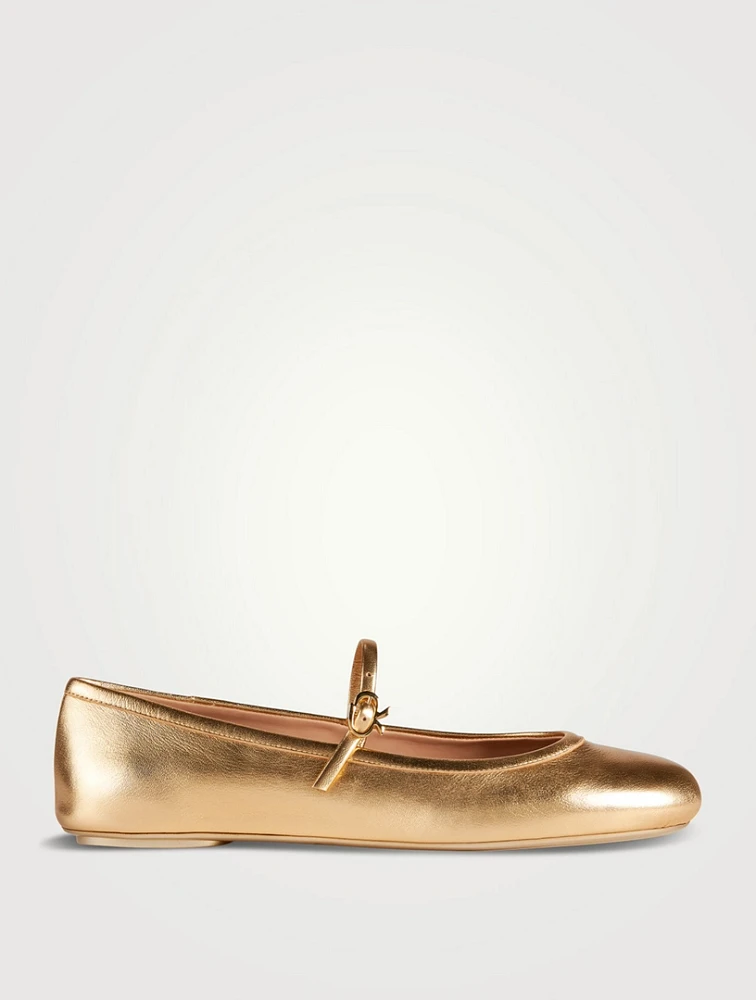 Carla Metallic Leather Mary Jane Ballet Flats