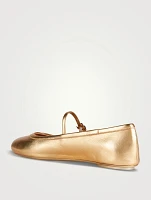 Carla Metallic Leather Mary Jane Ballet Flats