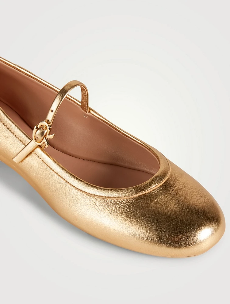 Carla Metallic Leather Mary Jane Ballet Flats