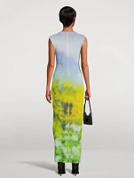 Column Dress Blurred Print