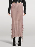 Side-Tie Knit Midi Skirt