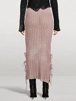 Side-Tie Knit Midi Skirt