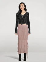 Side-Tie Knit Midi Skirt