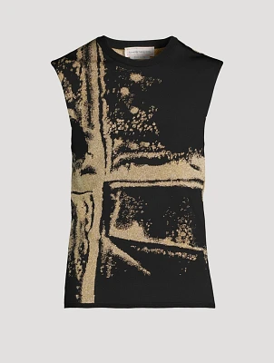 Jacquard Sweater Vest Fold Print