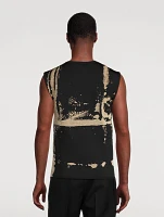 Jacquard Sweater Vest Fold Print