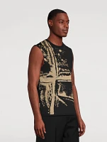 Jacquard Sweater Vest Fold Print