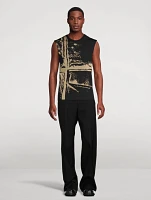 Jacquard Sweater Vest Fold Print