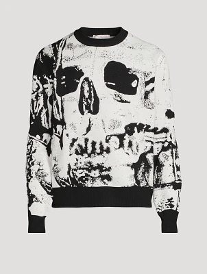Skull Jacquard Sweater Fold Print