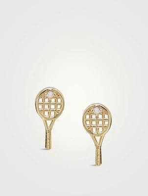 Love Letter Kelly 14K Gold Tennis Racket Stud Earrings With Diamonds