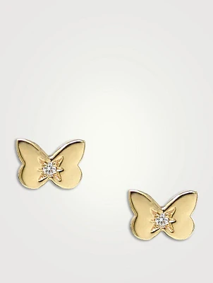 Mini Jac+Jo Amanda 14K Gold Butterfly Stud Earrings With Diamonds