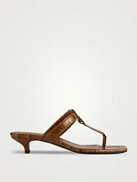 The Belted Croc-Embossed Leather Thong Mules