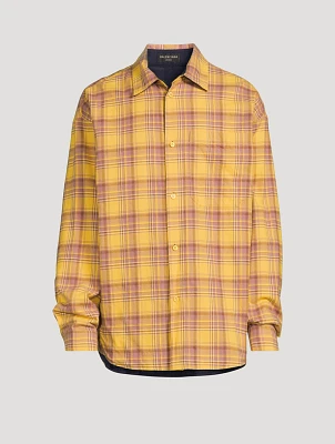 Flannel Reversible Oversized Shirt Check Print