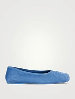 Seamless Little Bow Suede Ballet Flats