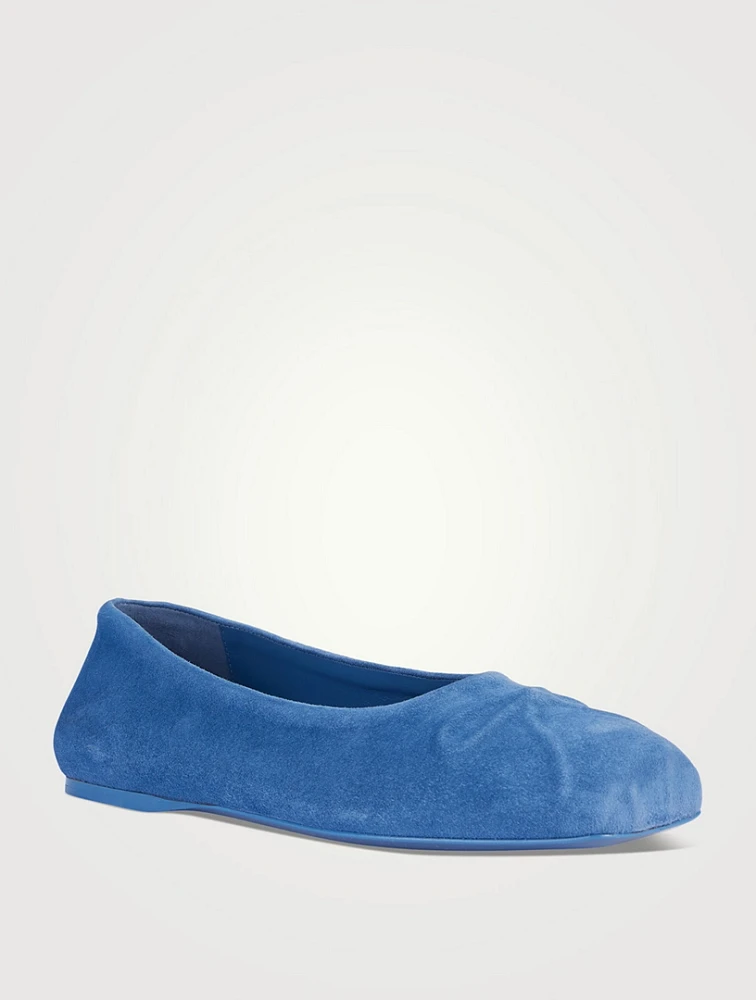 Seamless Little Bow Suede Ballet Flats