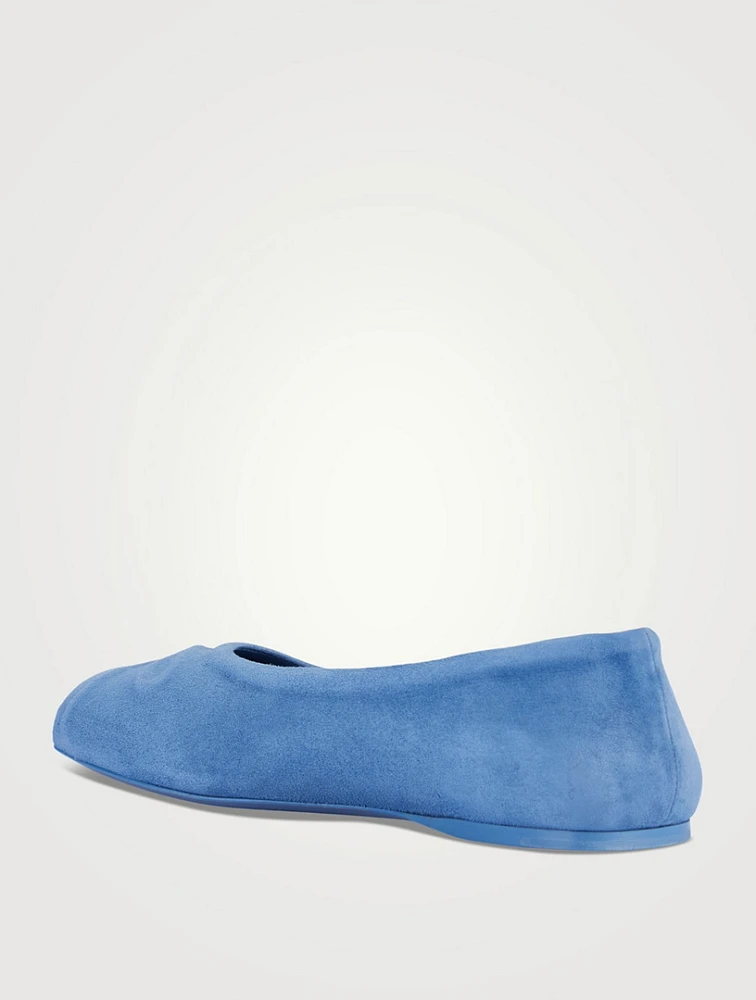 Seamless Little Bow Suede Ballet Flats