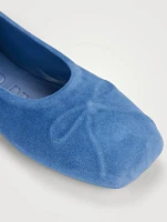 Seamless Little Bow Suede Ballet Flats