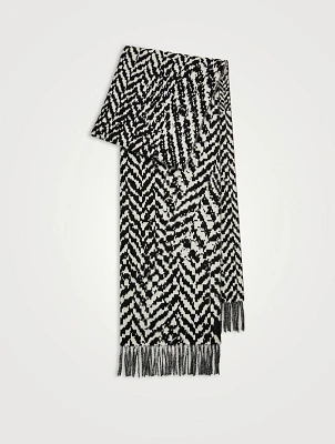 Wool Cashmere Scarf In Herringbone