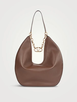 Large VLOGO Moon Leather Shoulder Bag