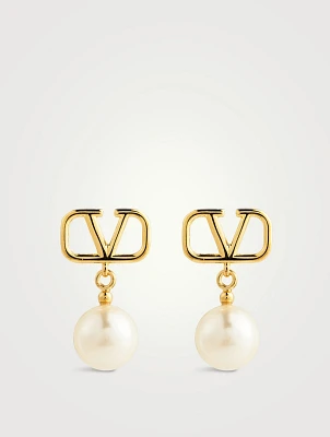 VLogo Pearl Drop Earrings