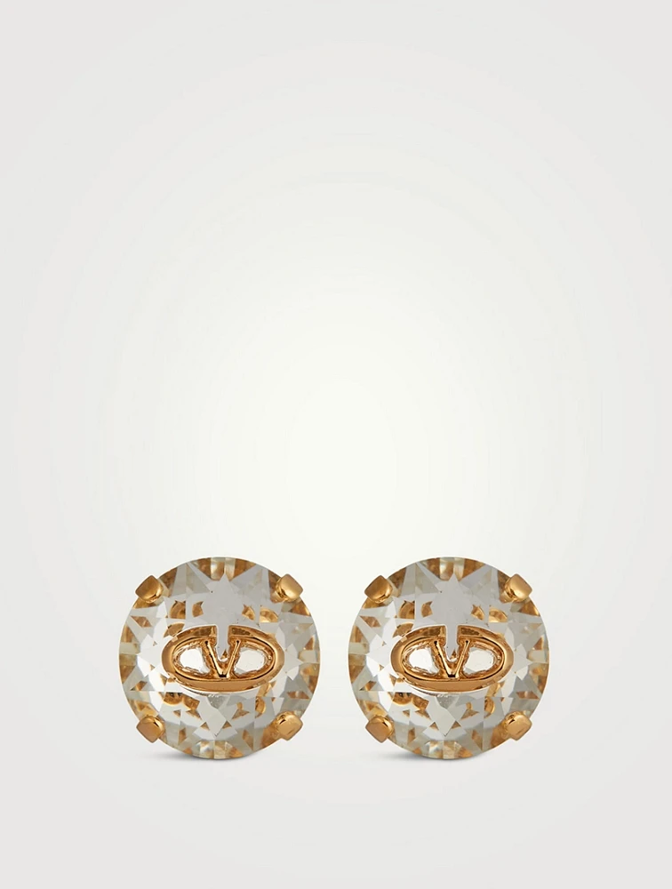 VLOGO Crystal Stud Earrings