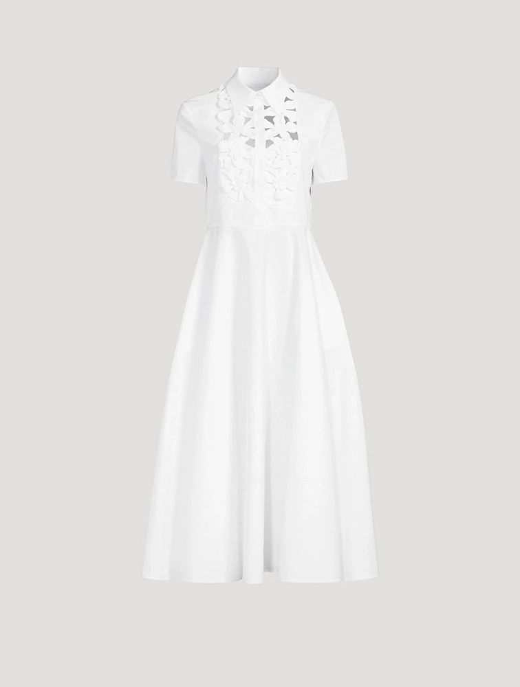 Embroidered Compact Poplin Shirt Dress