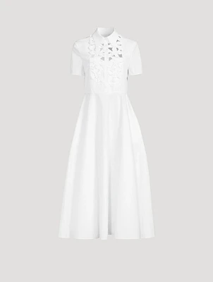 Embroidered Compact Poplin Shirt Dress