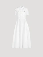 Embroidered Compact Poplin Shirt Dress