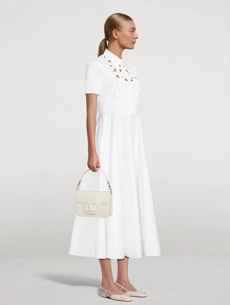 Embroidered Compact Poplin Shirt Dress