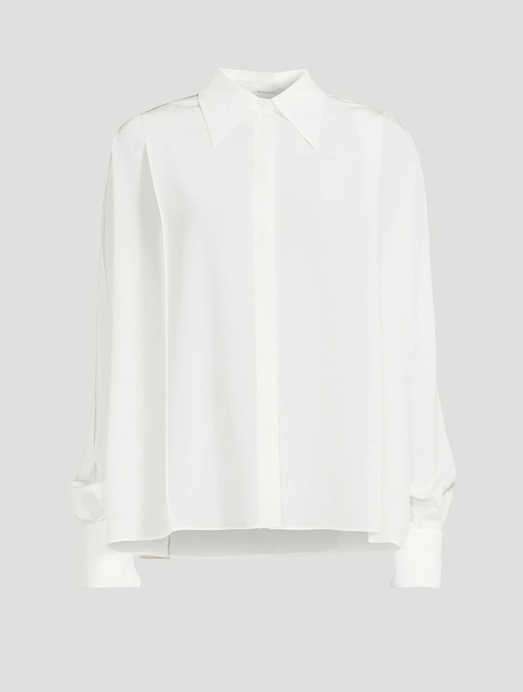 Silk Convertible Pleated Wrap Shirt