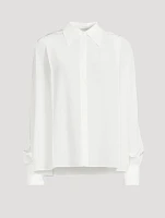 Silk Convertible Pleated Wrap Shirt