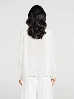 Silk Convertible Pleated Wrap Shirt