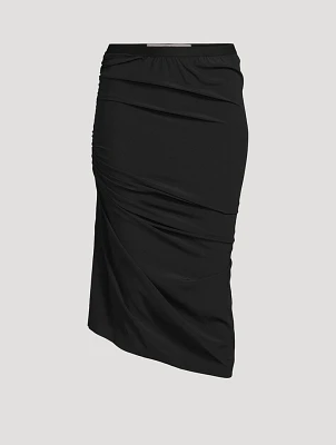 Shrimp Silk-Blend Midi Skirt